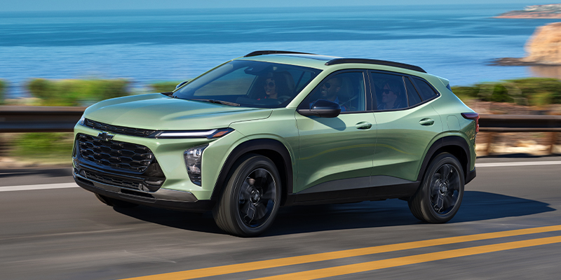 Green Chevrolet Trax Along Beach Side